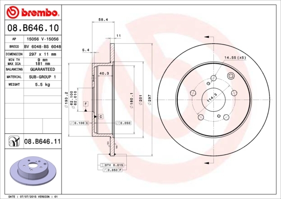 

Диск тормозной задний 297mm окрашенный