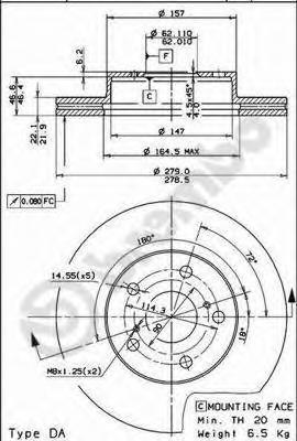 

Диск тормозной передний 279mm вентилируемый