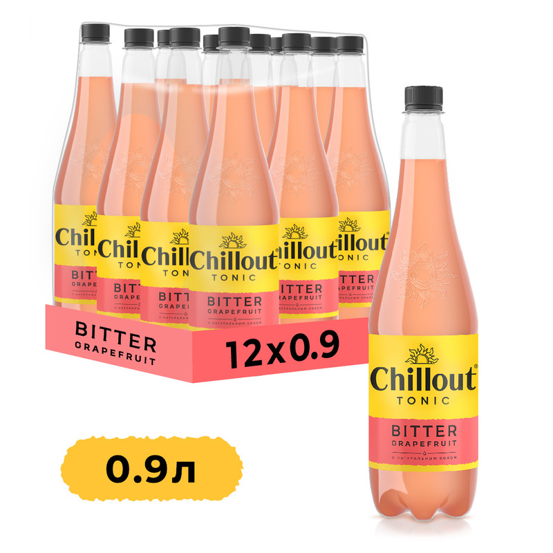 

Напиток газированный Chillout "Bitter Grapefruit" тоник, 12 шт по 0,9 л, Напиток газированный Chillout "Bitter Grapefruit" тоник, 0,9 л