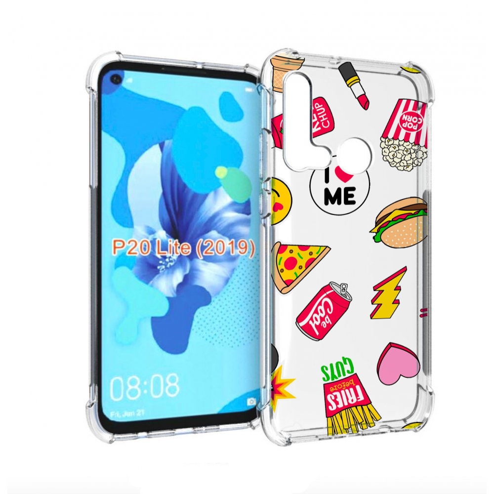 

Чехол бампер MyPads фаст-фуд для Huawei P20 Lite (2019), Прозрачный, Tocco