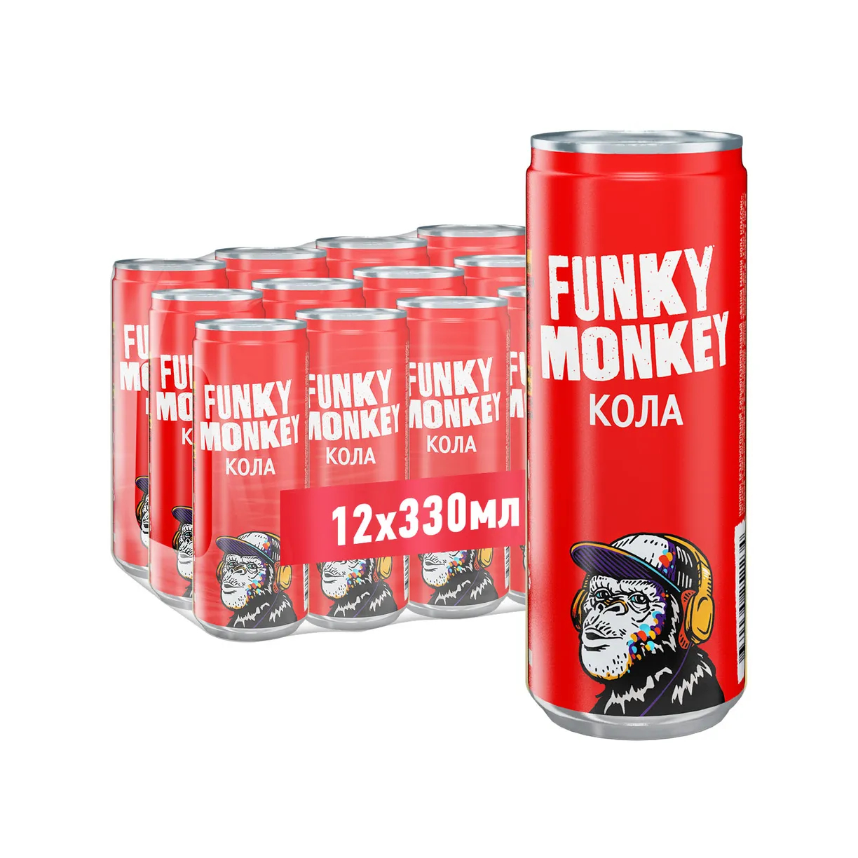 Напиток Funky Monkey Cola Classic безалкогольный сильногазированный Кола классик 12x330 мл