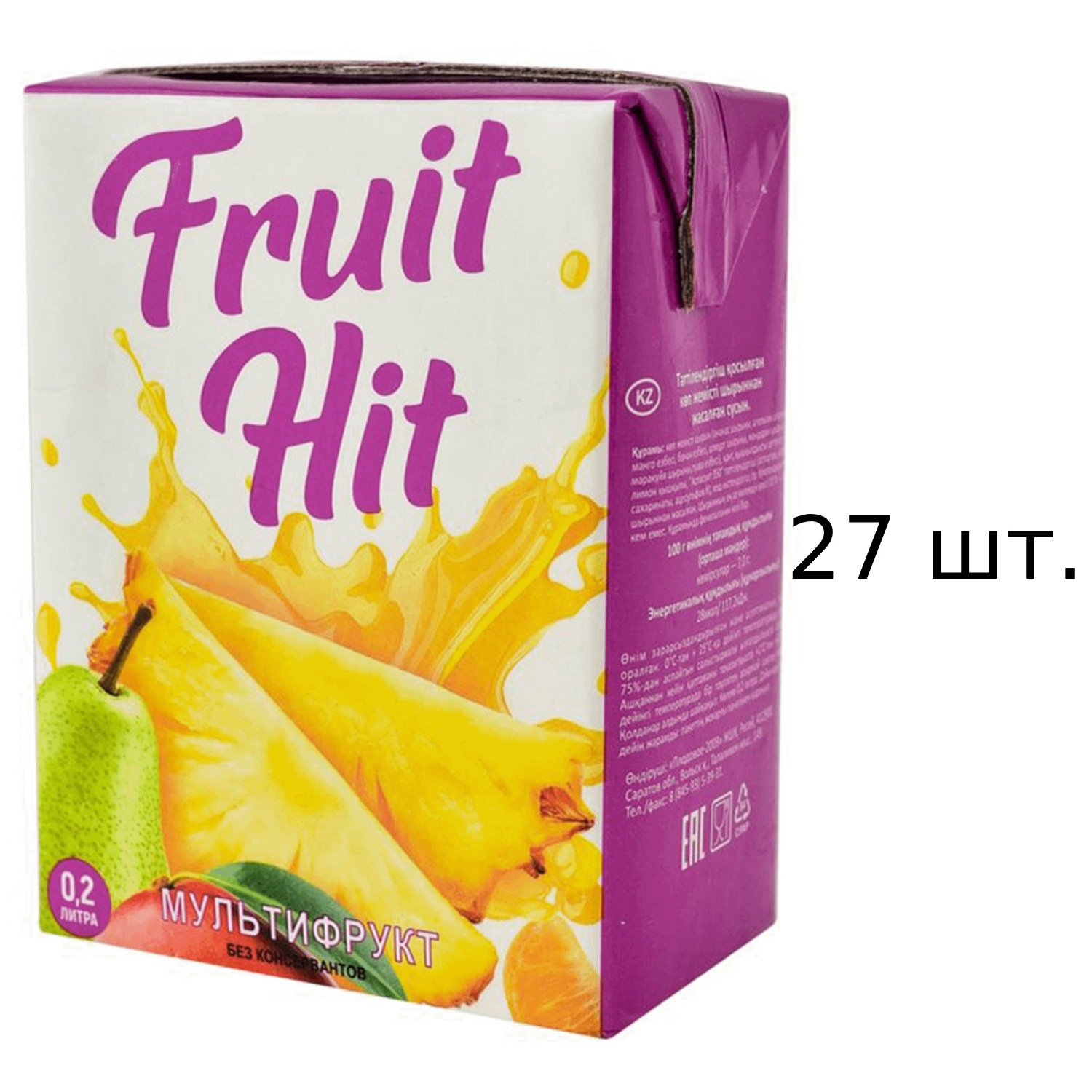 Нектар Fruit Hit мультифруктовый 27x200 мл 632₽