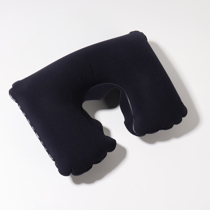 Подушка для шеи дорожная, надувная, 38x24 см, цвет синий