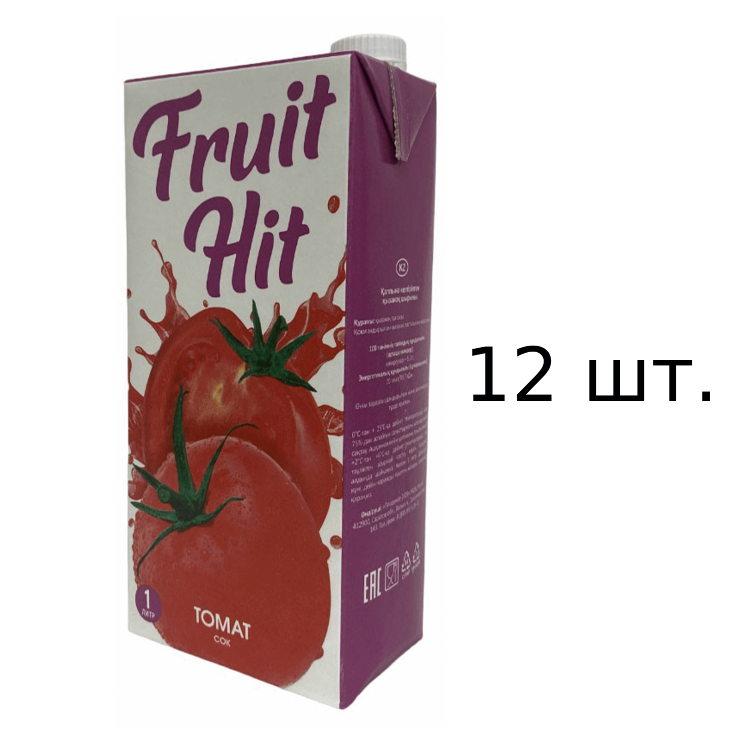 Сок Fruit Hit томатный 12x1 л 1000₽