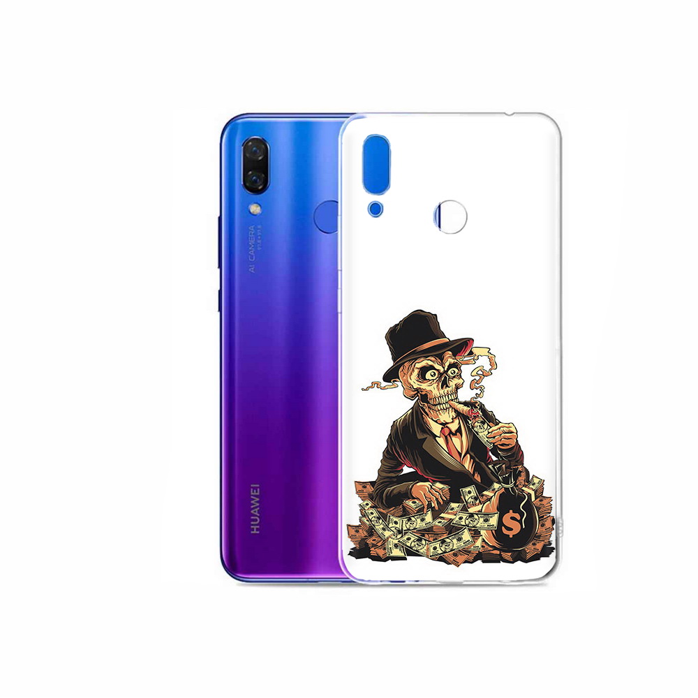 

Чехол MyPads Tocco для Honor Play нарисованный череп с сигаретой, Прозрачный, Tocco
