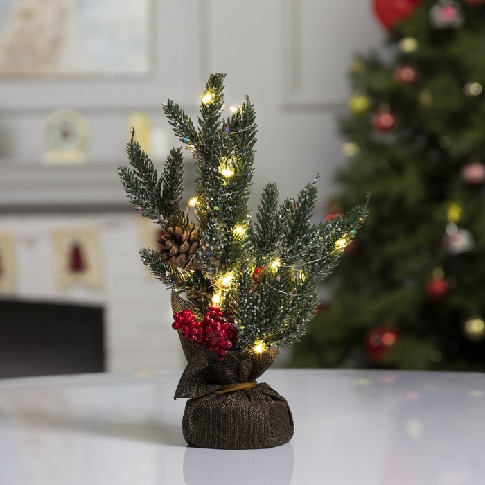 

Световое дерево Luazon Lighting Елка с ягодами и шишками Р00011586 белый теплый, Елка с ягодами и шишками
