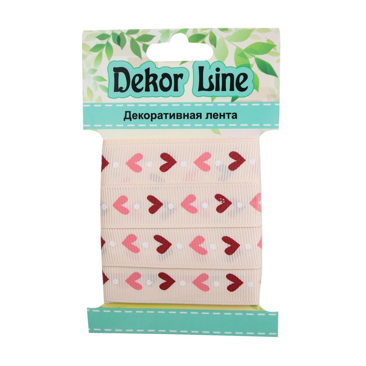 Лента репсовая 'Орнамент Сердца', 15мм*3м (бежевый) АЙРИС7710498_00001