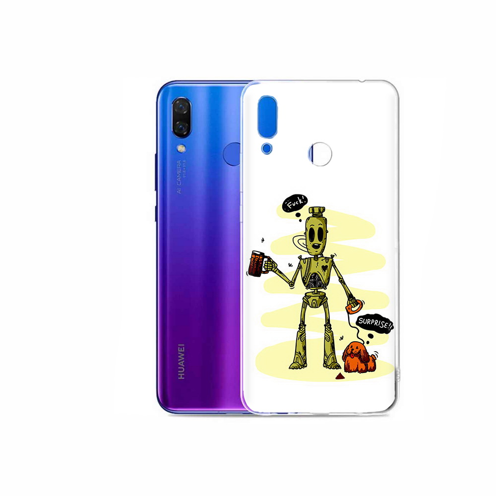 

Чехол MyPads Tocco для Honor Play прикольный робот, Прозрачный, Tocco