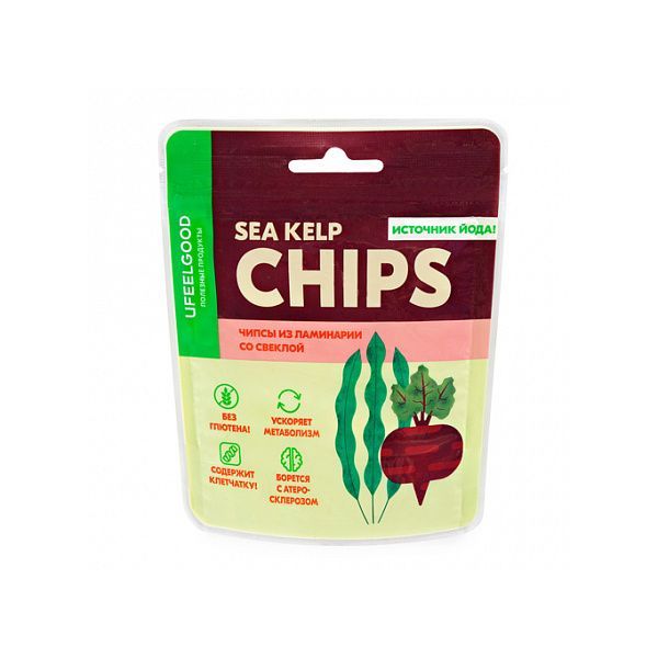 Чипсы из ламинарии Ufeelgood со свеклой и базиликом 50 г
