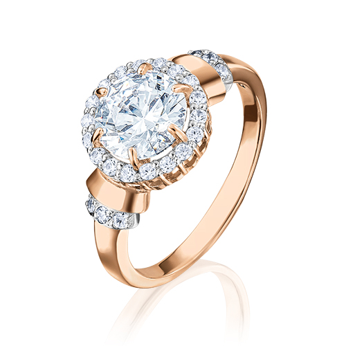 

Кольцо из красного золота с фианитом р. 17 PLATINA jewelry 01-4255-00-501-1110-38, 01-4255-00-501-1110-38