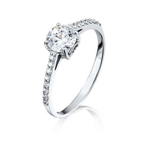 Кольцо из белого золота с фианитом р. 16,5 PLATINA jewelry 01-4295-00-501-1120-38