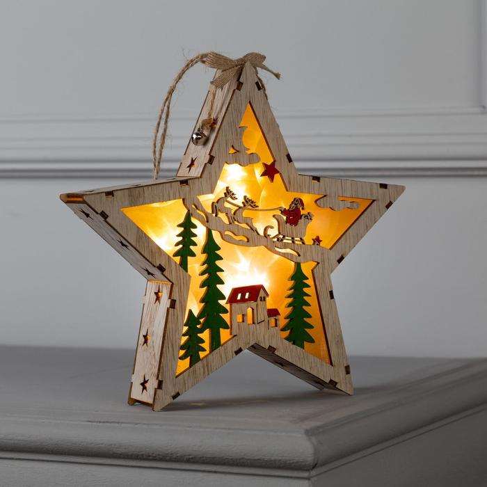 

Световая фигура Luazon Lighting Звезда с новогодним пейзажем Р00011586 белый теплый, Звезда с новогодним пейзажем