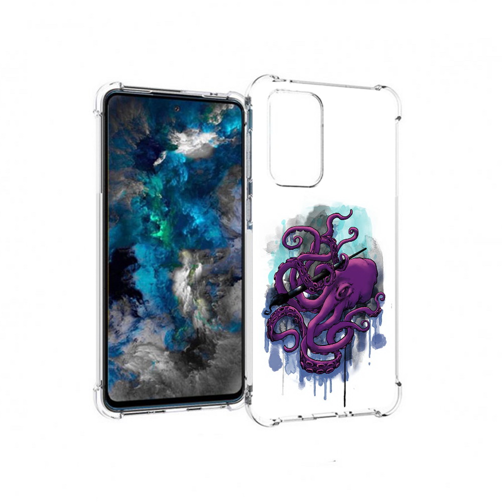 

Чехол MyPads Tocco для Samsung Galaxy A33 5G фиолетовый осьминог, Прозрачный, Tocco