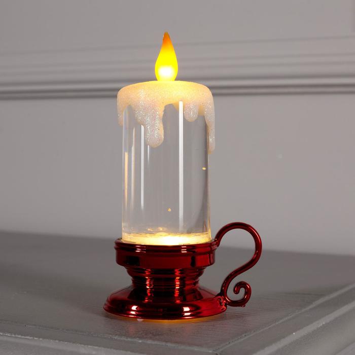 фото Светодиодная фигура «красная свеча» 7 × 15 × 7 см, свечение тёплое белое luazon lighting
