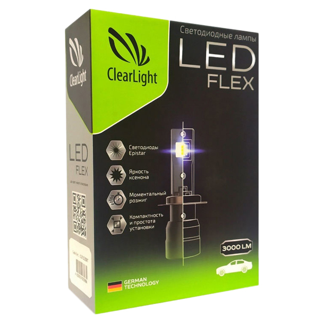 фото Комплект ламп led clearlight flex h7 3000 lm (2 шт) 6000k