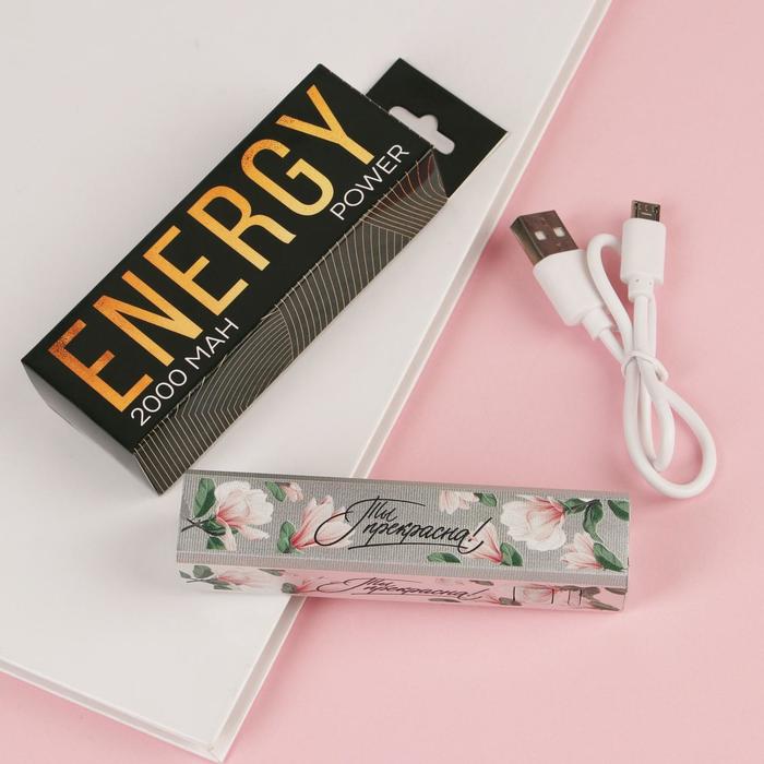 

Портативный аккумулятор "Ты прекрасна",2000mAh, мод. PB-06, 9,5 х 2 см