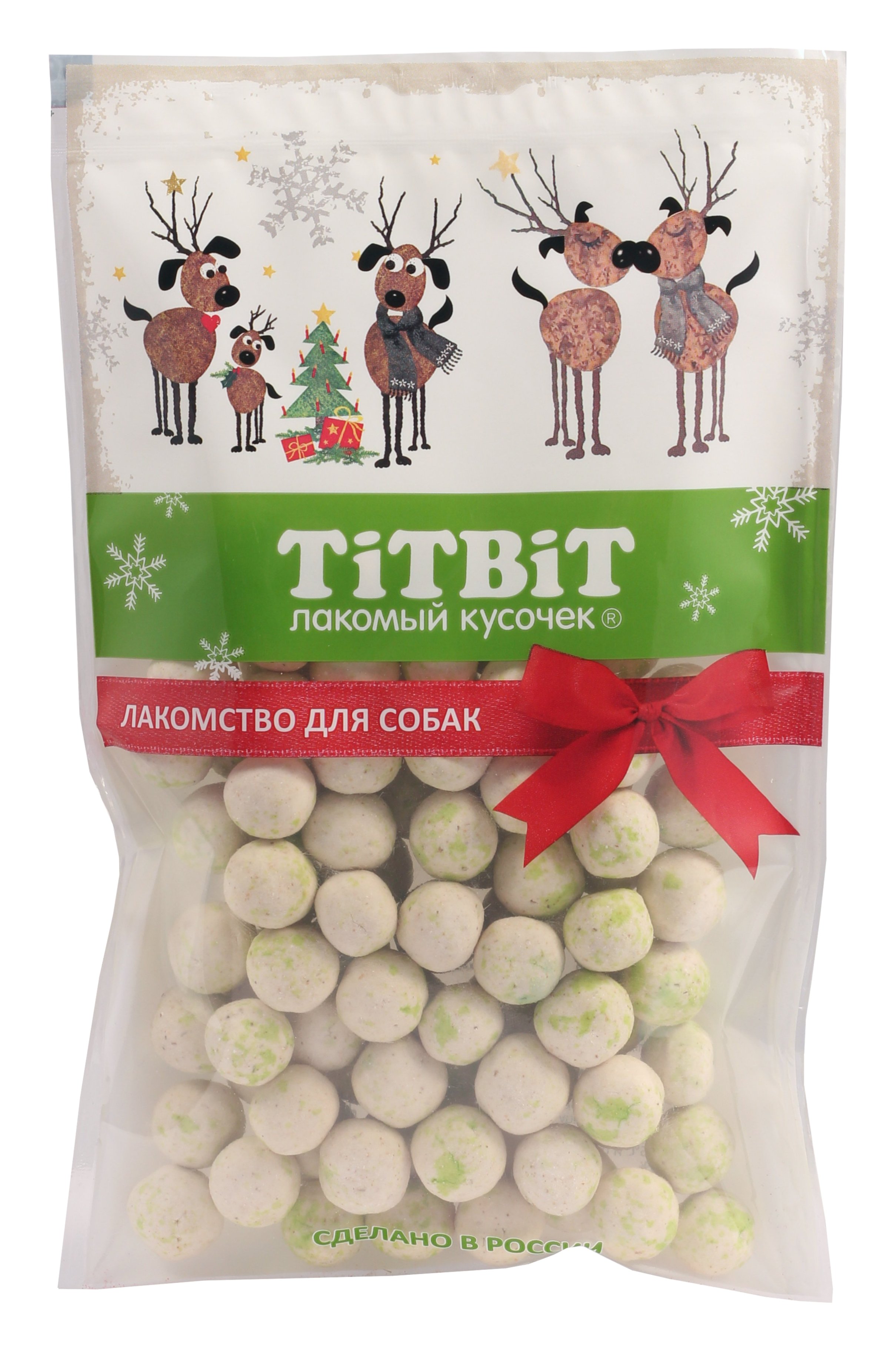 фото Лакомства для собак titbit конфеты мясные с зеленым яблоком (новогодняя коллекция) 70 г