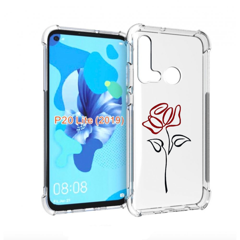 

Чехол бампер MyPads цветок в одну линию для Huawei P20 Lite (201, Прозрачный, Tocco
