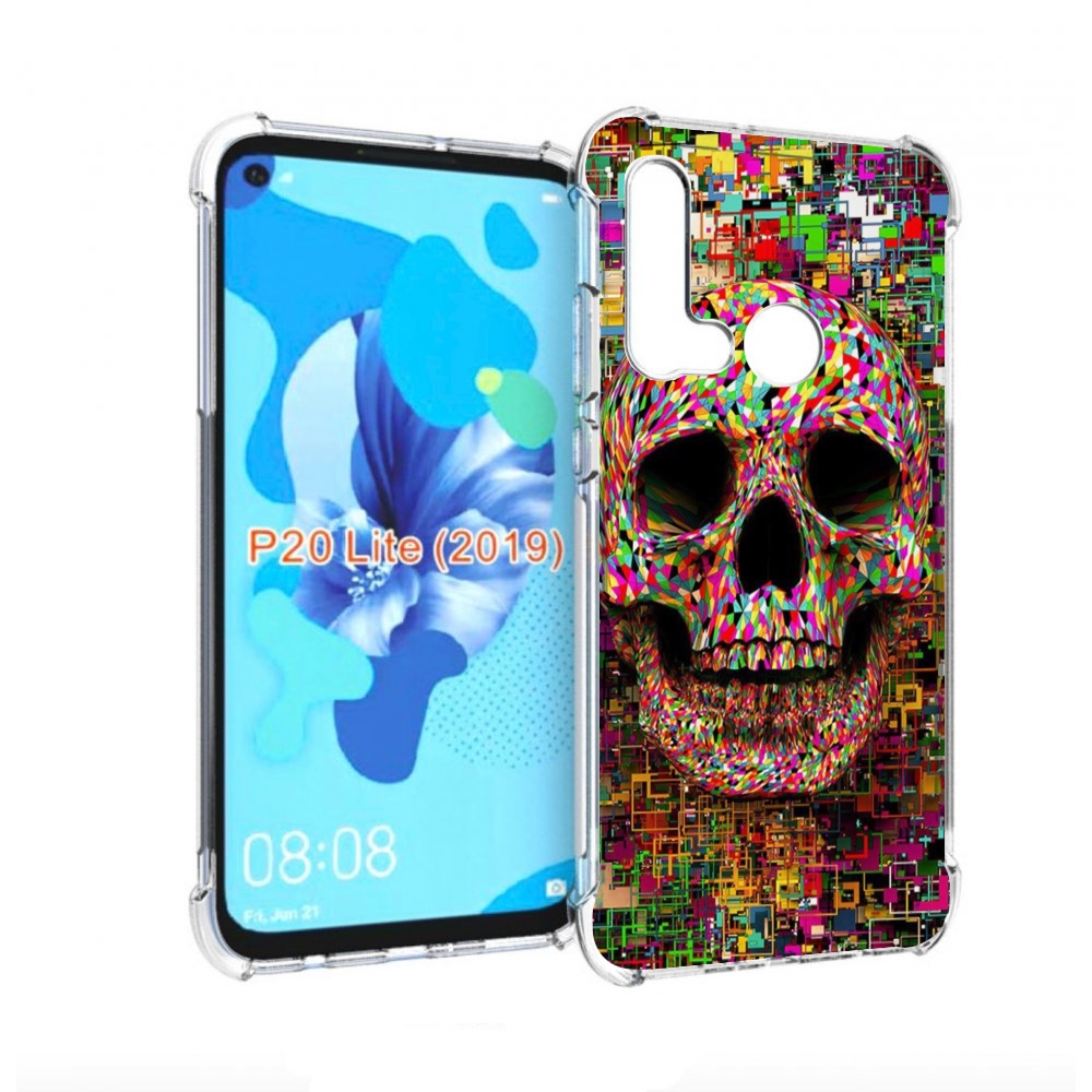 Чехол бампер MyPads череп красочные цвета для Huawei P20 Lite (2