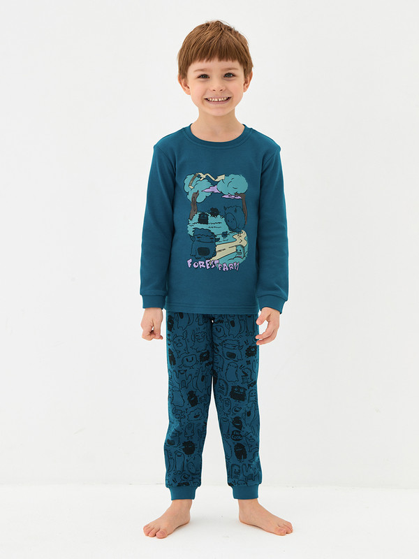 

Пижама детская KOGANKIDS 372-810-08, синий набивка монстры, 134, 372-810-08