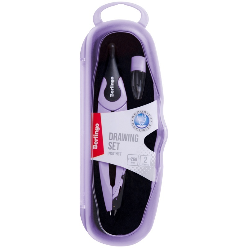 Berlingo Instinct 2 предмета циркуль 135 мм лаванда пластиковый футляр