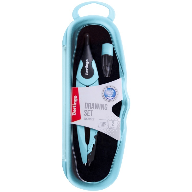 Berlingo Instinct 2 предмета циркуль 135 мм аквамарин пластиковый футляр