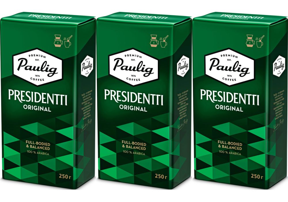 Кофе молотый Paulig Presidentti, 250 г х 3 шт