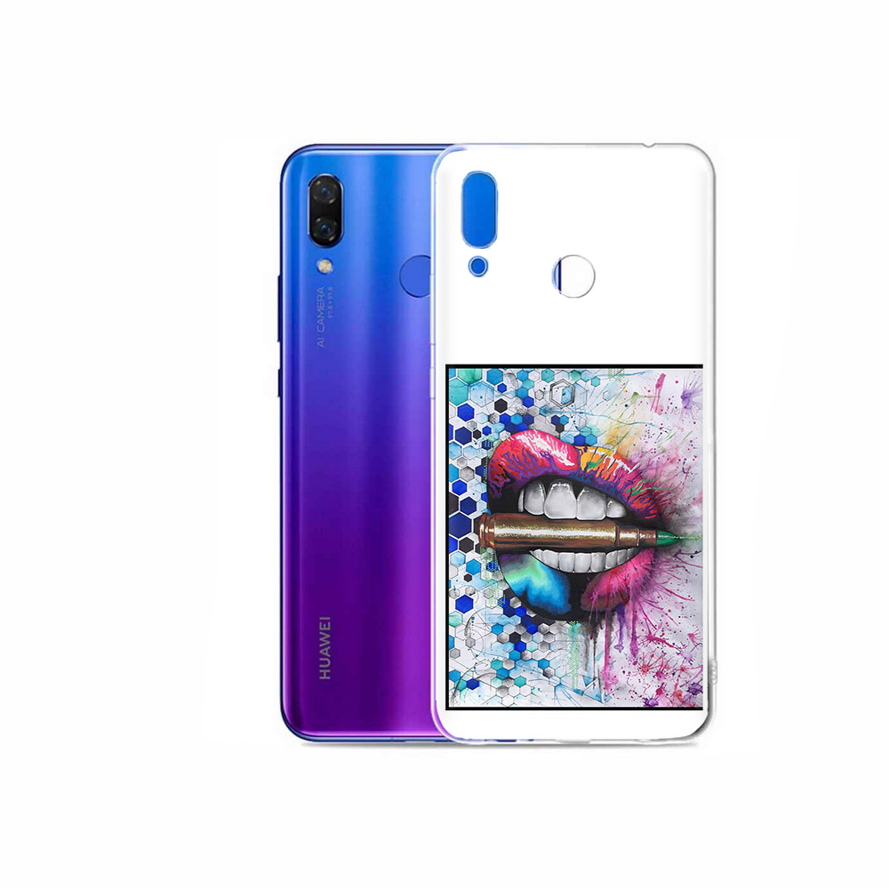 

Чехол MyPads Tocco для Honor Play разноцветные губы с пулей, Прозрачный, Tocco