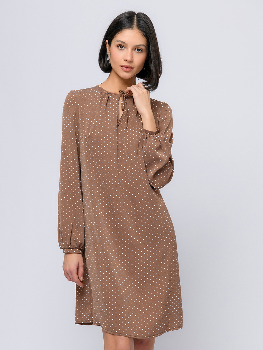 

Платье женское 1001dress 0122001-02086BG коричневое 44 RU, Коричневый, 0122001-02086BG