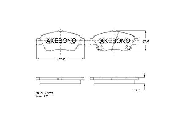 

Тормозные колодки Akebono дисковые AN376WK