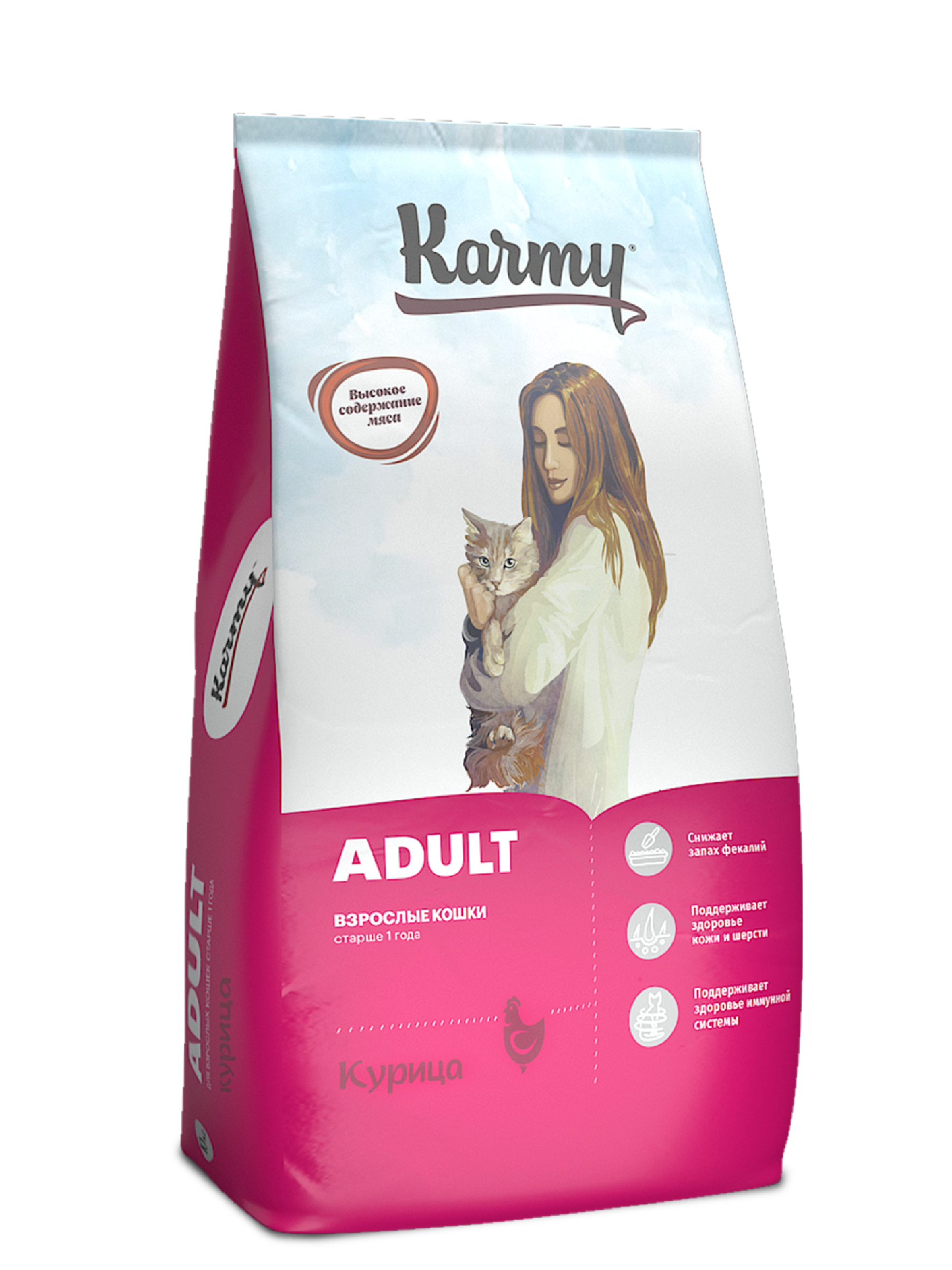 

Сухой корм для кошек Karmy Adult, курица, 10кг, Adult