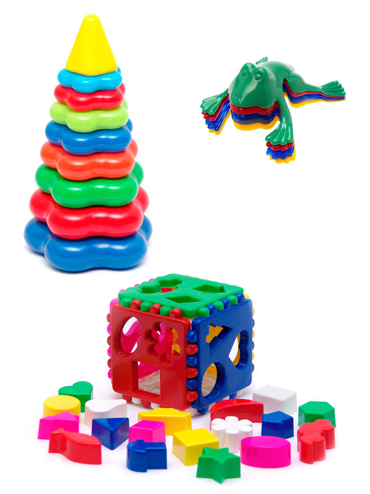 фото Развивающие игрушки karolina toys кубик лог. большой+пирамида большая команда ква №1