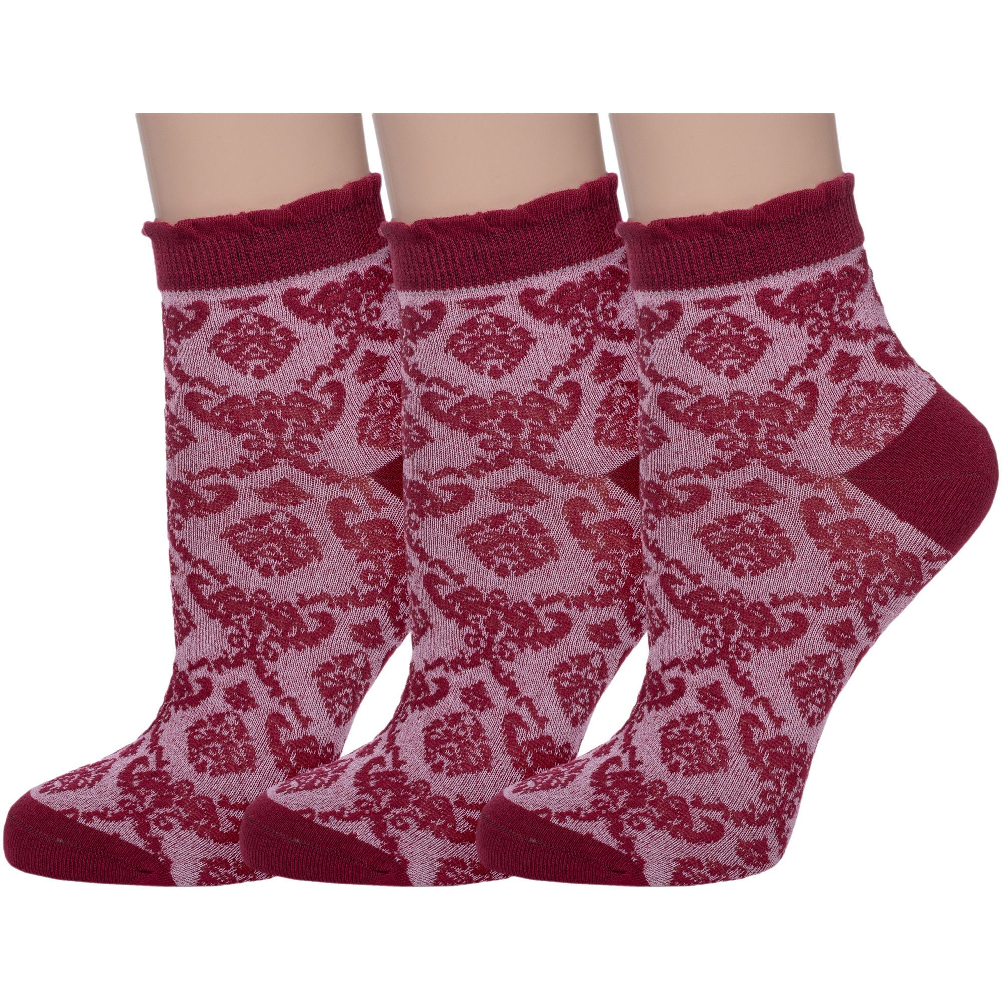 Комплект носков женских АКОС 3-FW41N7 бордовых 23-25