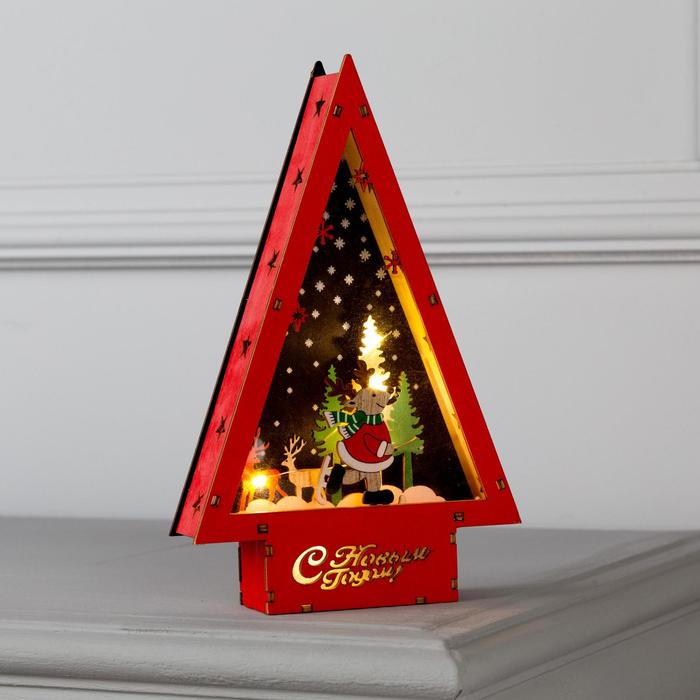 Светодиодная фигура «Олень на коньках» 14x22.5x4 см, свечение тёплое белое