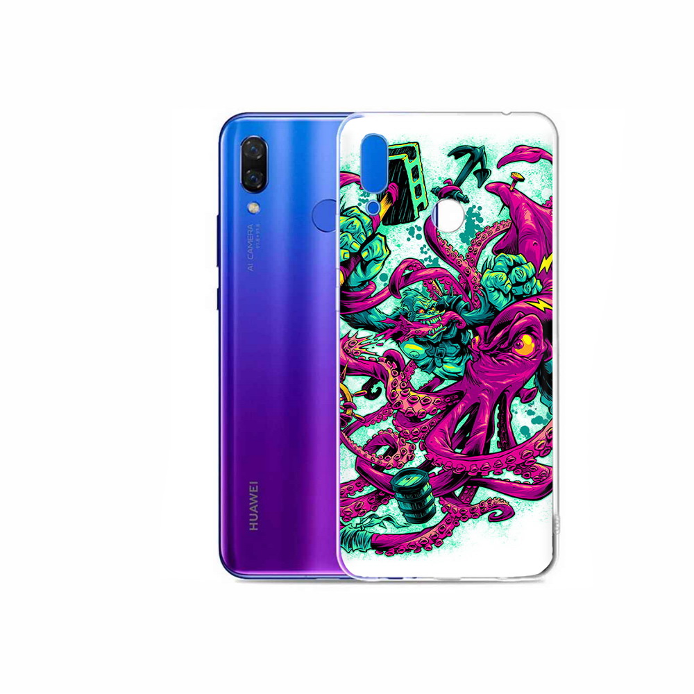 

Чехол MyPads Tocco для Honor Play фиолетовый кракен, Прозрачный, Tocco