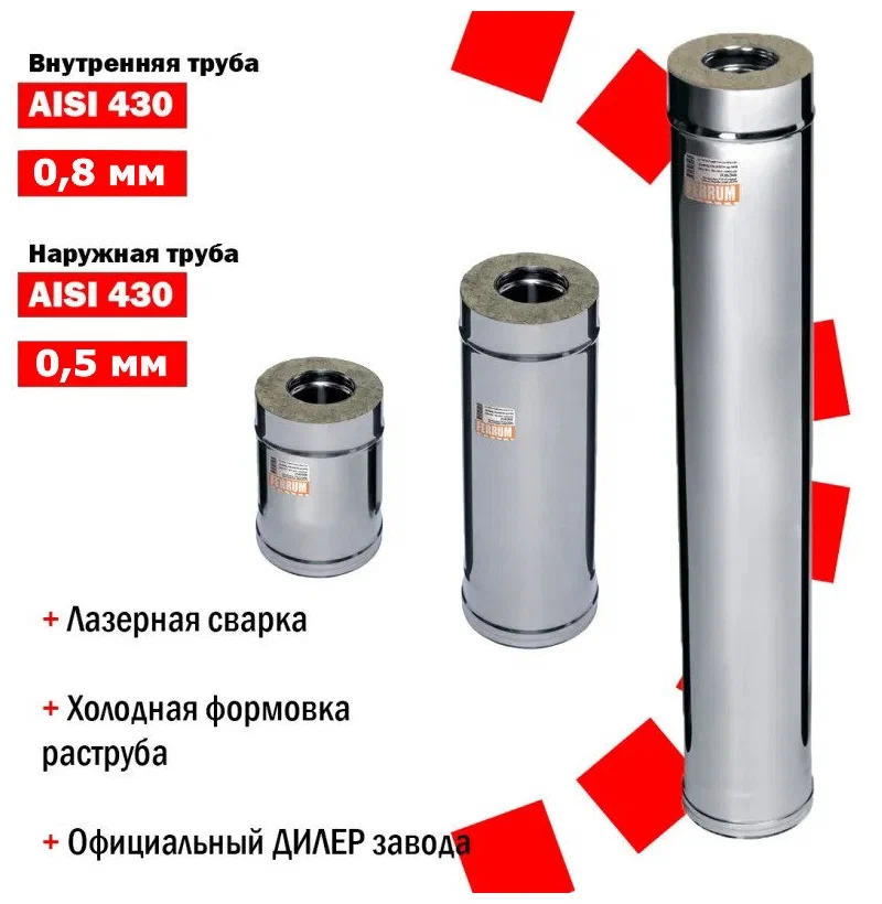 

Аксессуар для отопления Ferrum Дымоход 0,5м 200 AISI 430 0,8 мм