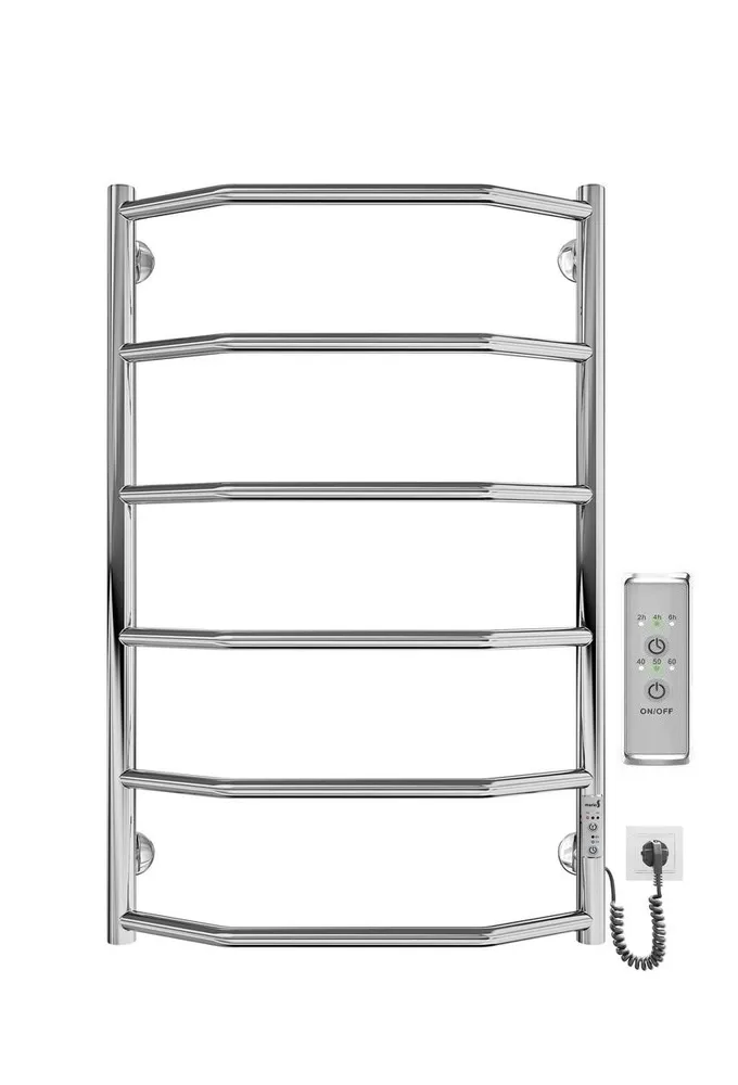 

Полотенцесушитель электрический Aquanerzh 1061-00-8040-RAR 60 Вт с терморегулятором, Серебристый;хром, трапеция