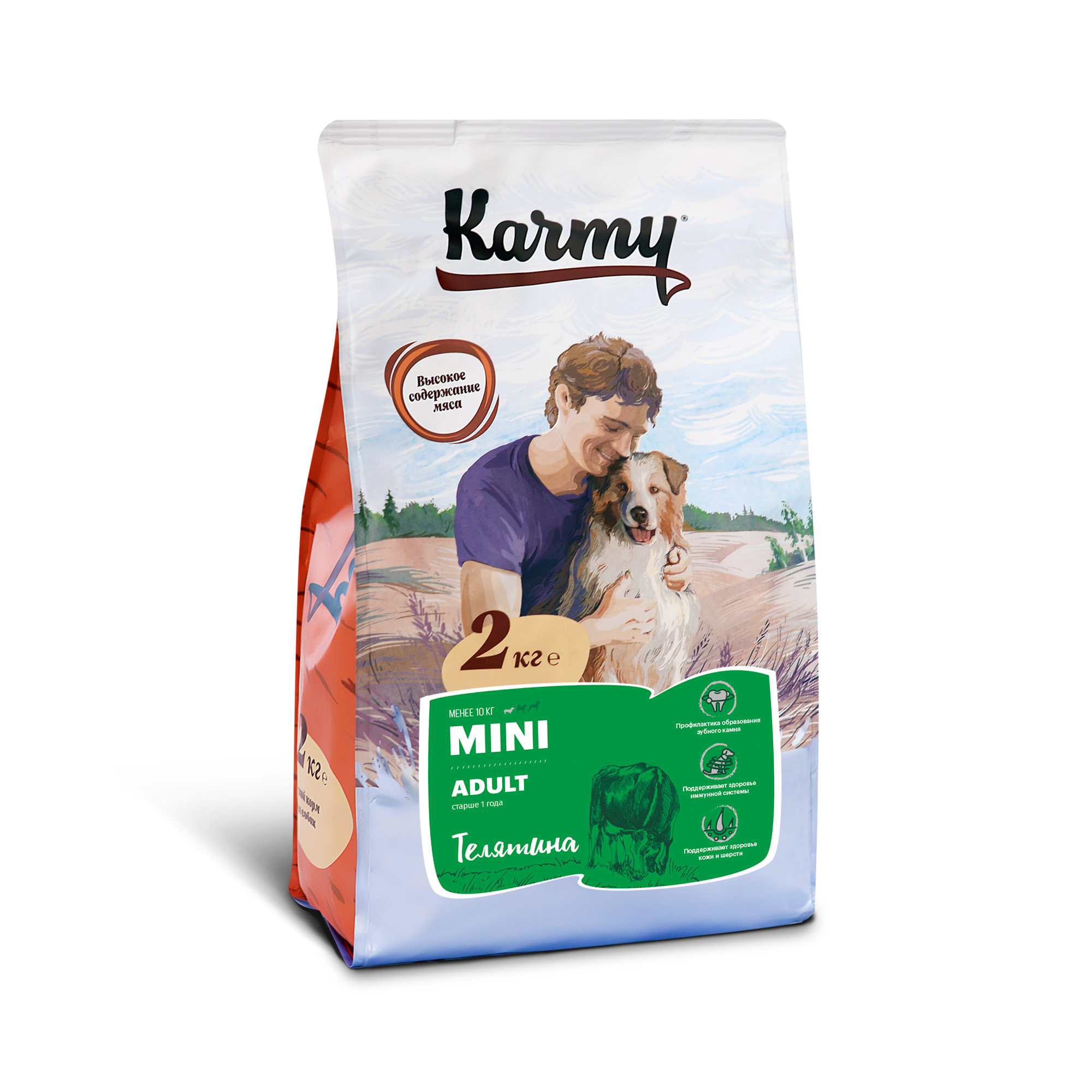

Сухой корм для собак Karmy Mini Adult, для мелких пород, телятина, 2кг, Mini Adult