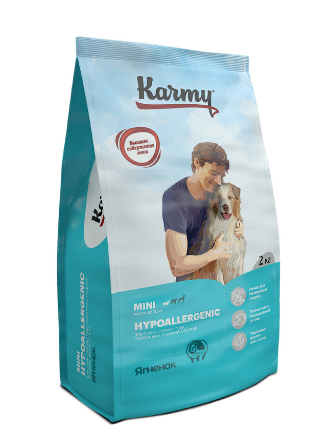 фото Сухой корм для собак karmy hypoallergenic mini, мелкие породы,гипоаллергенный, ягненок,2кг