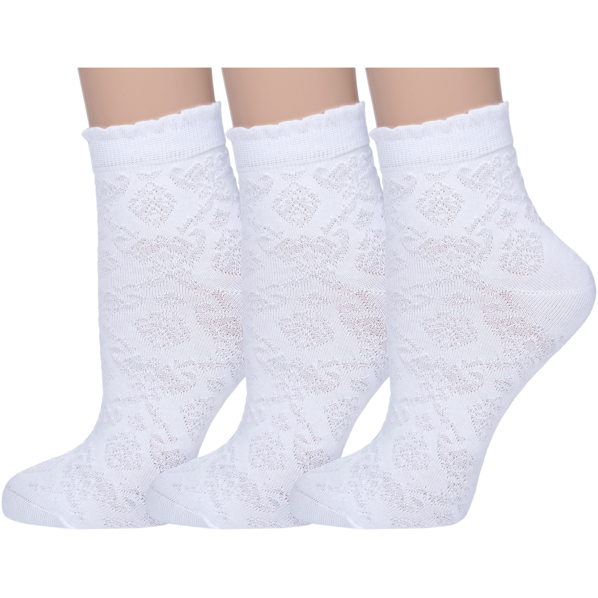 Комплект носков женских АКОС 3-FW41N7 белых 21-23