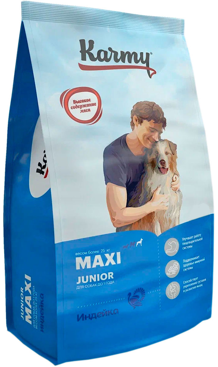 

Сухой корм для щенков Karmy Maxi Junior, для крупных пород, индейка, 15кг, Maxi Junior
