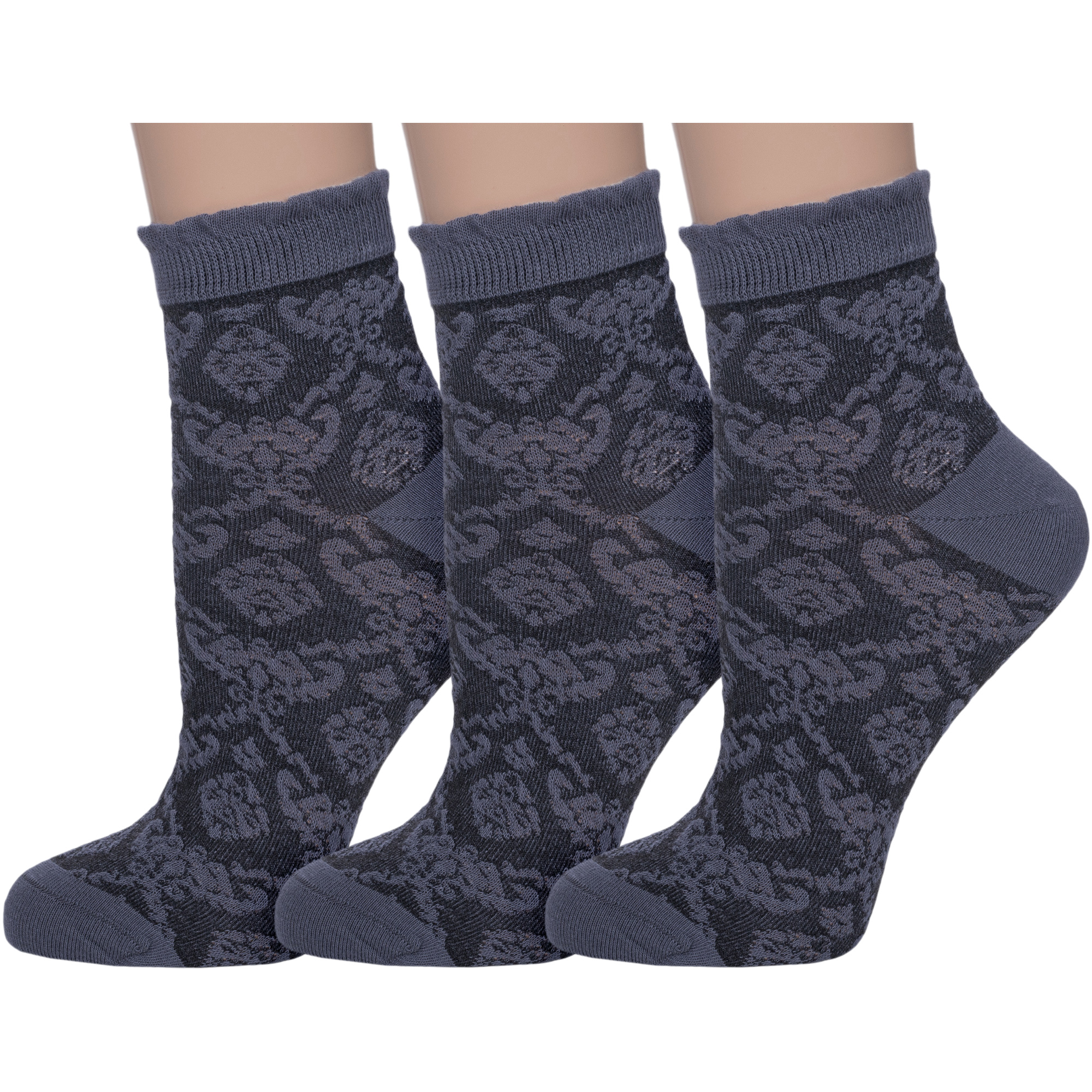 Комплект носков женских АКОС 3-FW41N7 серых 23-25