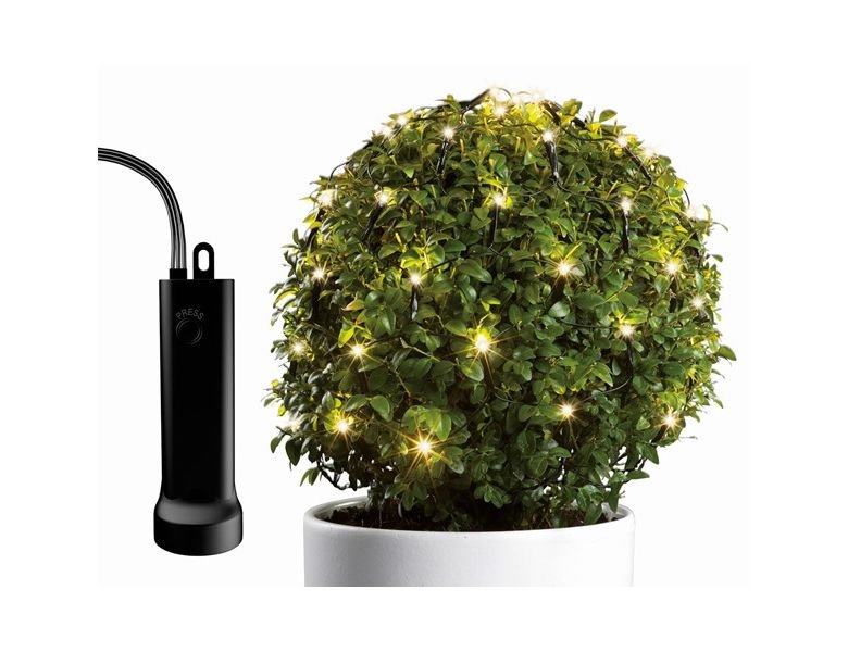 

Гирлянда СЕТКА-ШАР ДЛЯ ДЕРЕВЦА или КУСТИКА DURAWISE, 60 теплых белых LED-огней, батарейки,
