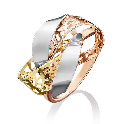 Кольцо из комбинированного золота р. 17 PLATINA jewelry 01-4802-00-000-1140-48