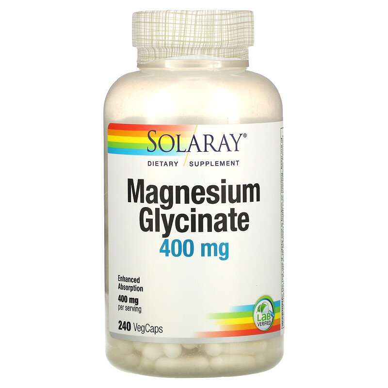 

Глицинат магния для нервной системы Solaray Magnesium Glycinate 400 мг капсулы 240 шт.