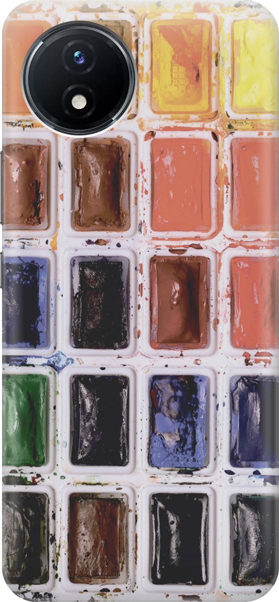 

Силиконовый чехол на Vivo Y02 с принтом "Палитра красок", Белый;коричневый, 157837