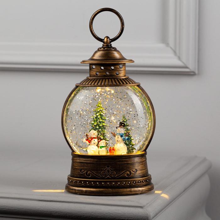 Светодиодная фигура «Семья снеговиков» 12.5x20x12.5 см, свечение тёплое белое