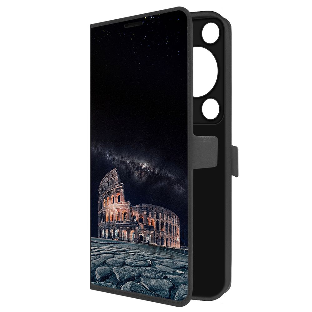 

Чехол-книжка Krutoff Eco Book для Huawei Nova Y72s Италия, Колизей (черный)
