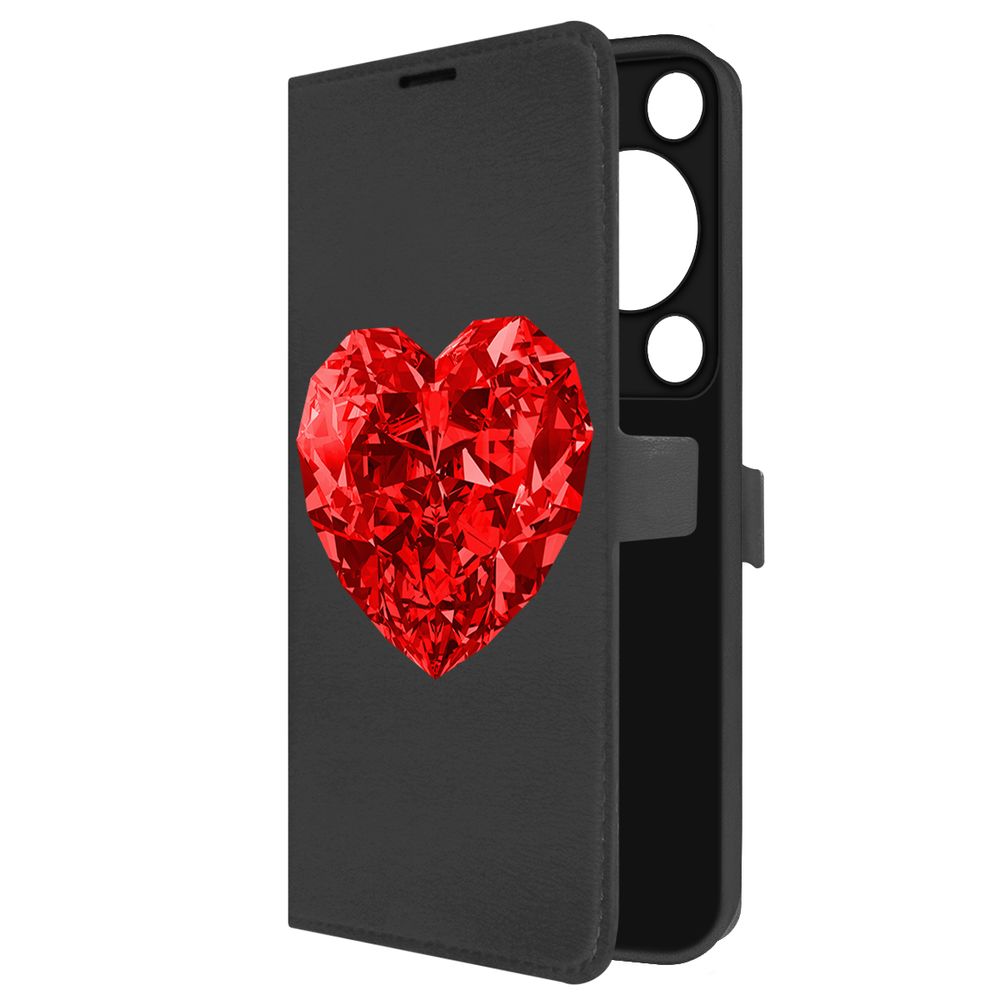 

Чехол-книжка Krutoff Eco Book для Huawei Nova Y72s Рубиновое сердце (черный)