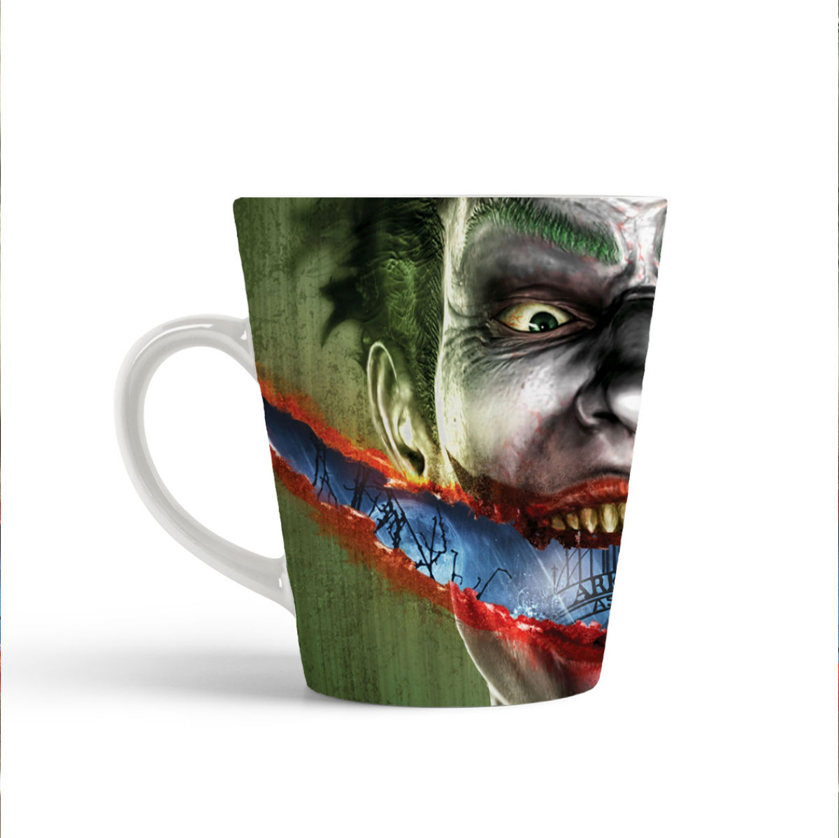 

Конусная кружка CoolPodarok Batman-2 Joker Улыбка Кладбище